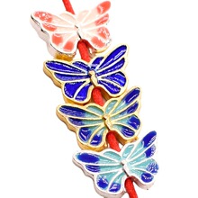 古风汉服流苏配件diy发髻饰品材料合金滴油景泰蓝蝴蝶吊坠挂件