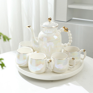 Ceramic Tea Set suit Light Luxury High-end Afternoon Tea Set Household High Temperature Resistant Water Kettle Cup Tea Set suit Gift