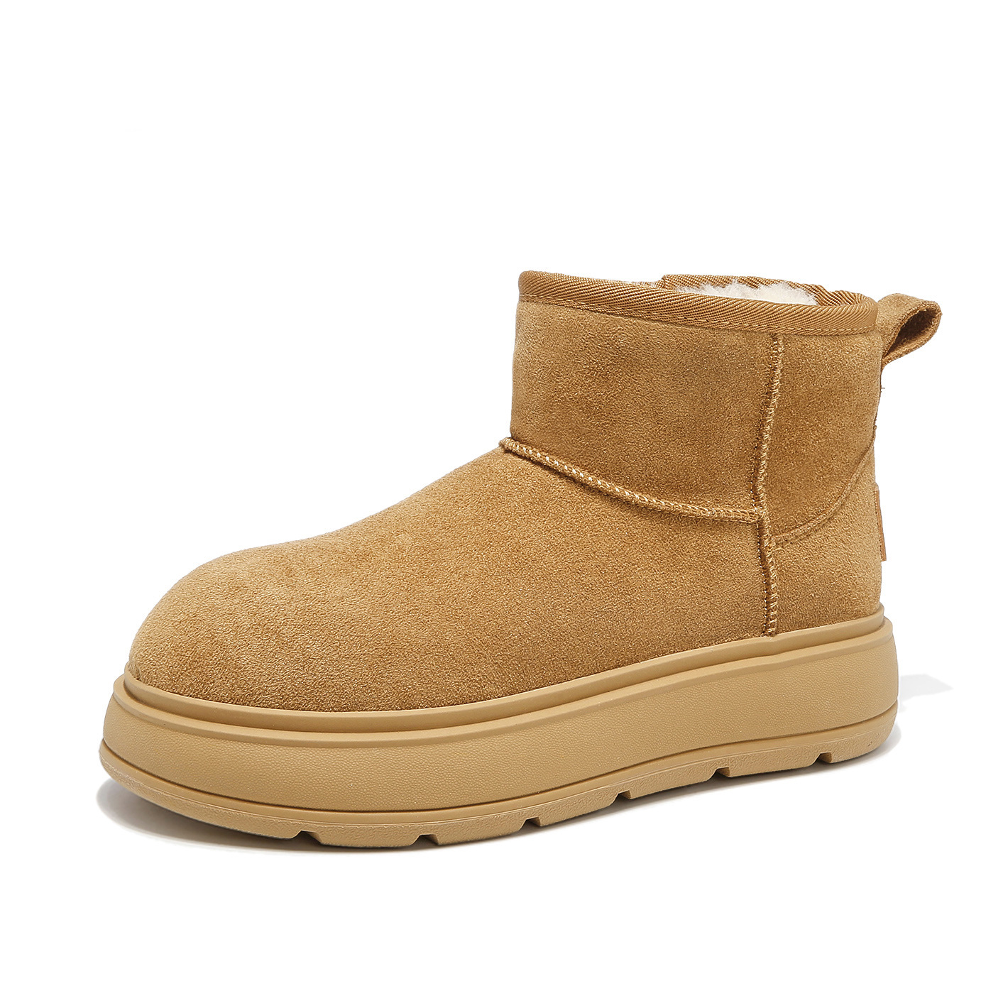 Botas de nieve de fondo grueso para mujeres 2025 nuevos zapatos de algodón de peluche de invierno gruesos botas pequeñas de patata Burken