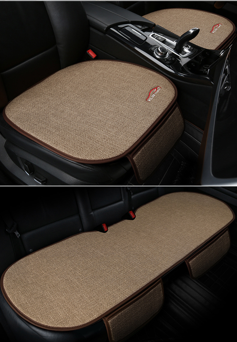 Fabric Four-Season Universal Car Seat Cushion, Breathable Cotton and Linen Seat Cushion, Universal Three-Piece Set, Wholesale and Dropshipping