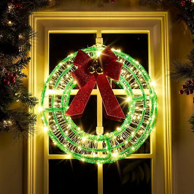 Трансграничные новые рождественские гирлянды лампа зимняя гирлянда лампа с красным бантом Рождественская вечеринка украшения стены реквизит