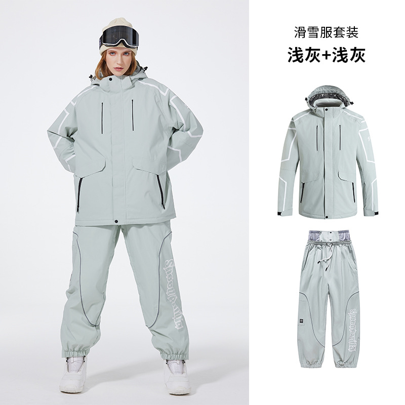 2024新型スキーウェア男女セット冬の屋外スキーウェアのズボンの単板の双板のスキーウェアのセット