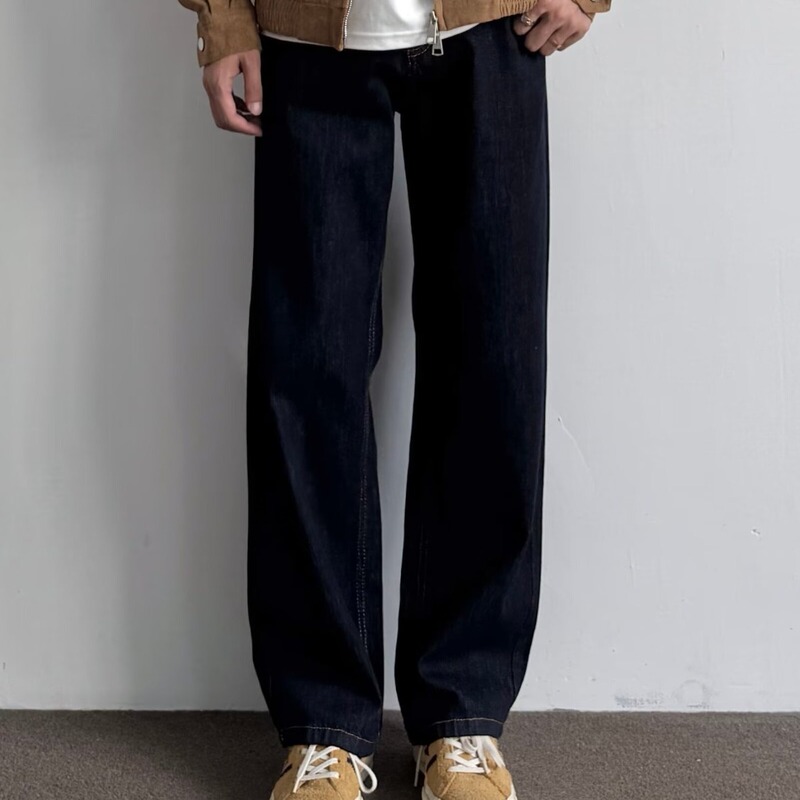 【Cross-Border Shipping】American Retro Washed Straight-Leg Jeans for Men, Loose Casual Cleanfit Stylish Long Pants