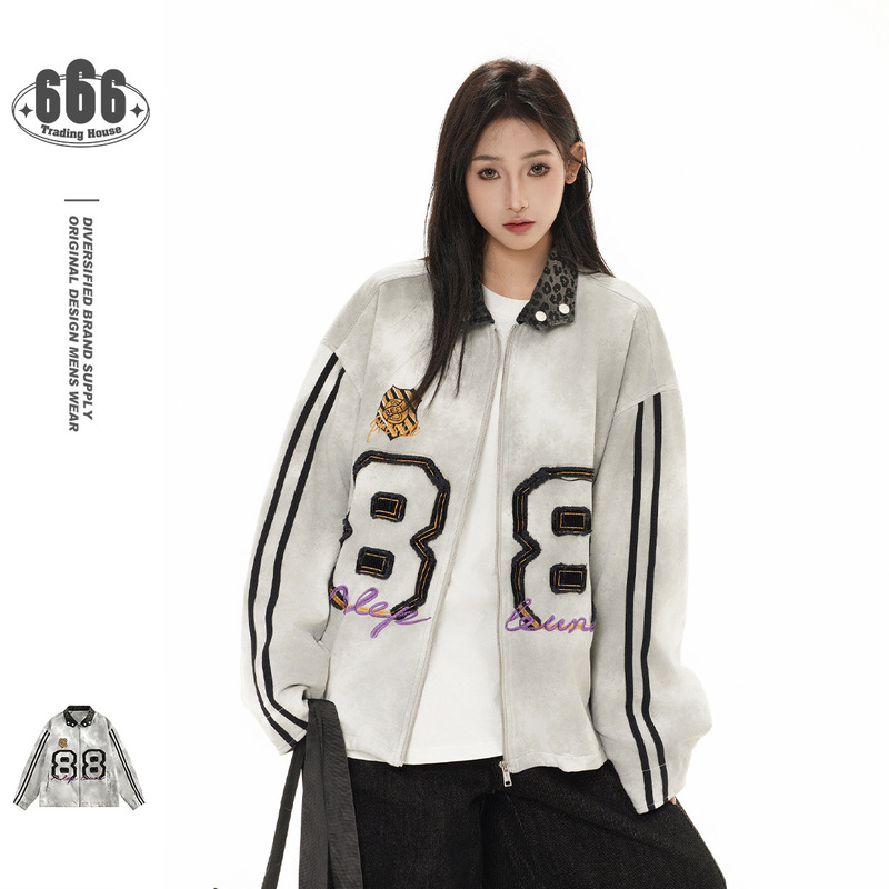 Beast Street American Style Trendy Brand Vintage Dressed Jacket Suede Lapel Workwear Jacket for Men and Women CK010