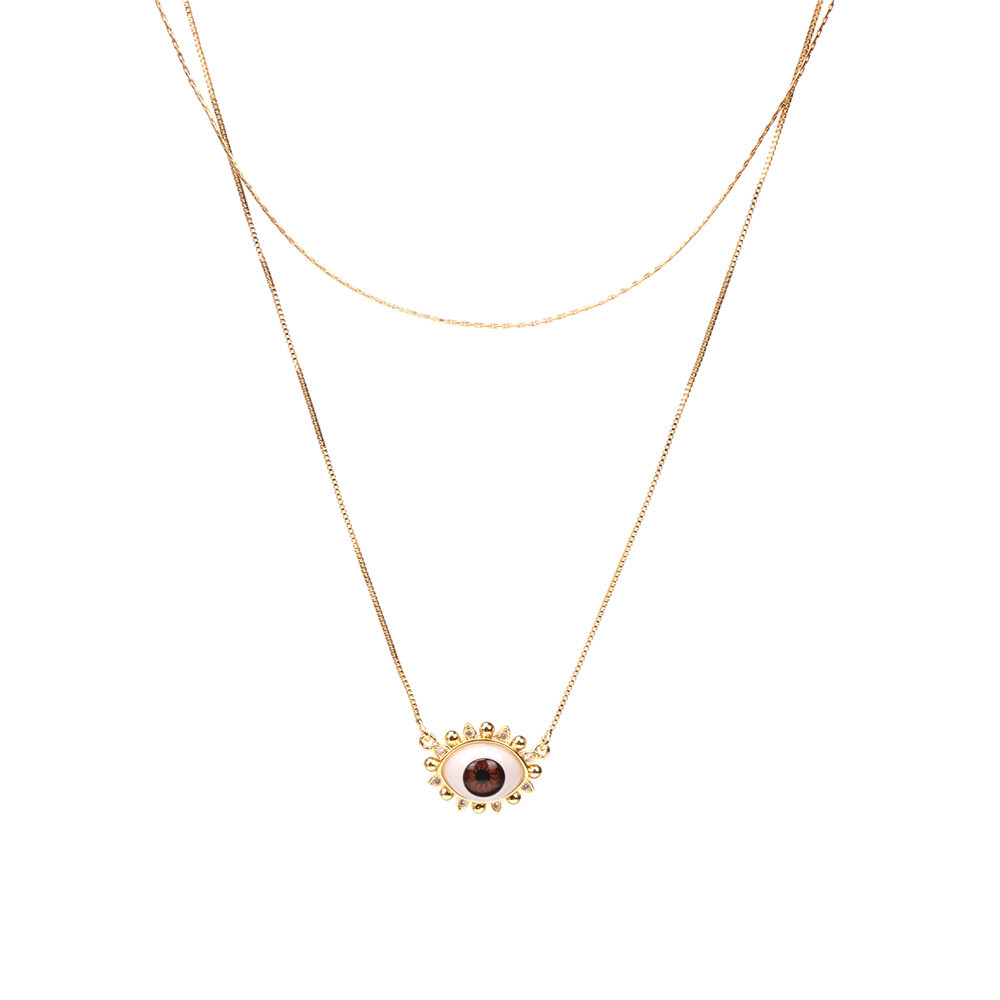 devilu0027s eye resin pendant double layered copper necklace wholesale nihaojewelry