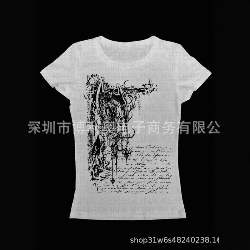 2000 s Punk Cool Y2k Style Cute Ladies Hands-Free Vest Printed Short Vest T-Shirt Cool Street Fashion