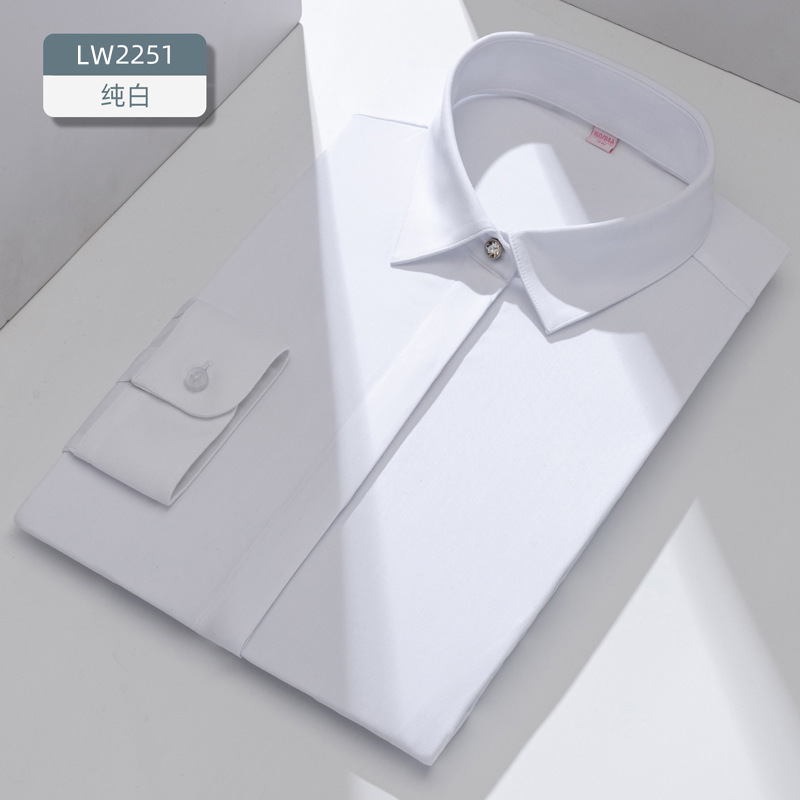 Procesamiento personalizado de puerta cerrada cornisa de fibra de bambú camisa blanca de mangas cortas camisa de trabajo de cuello blanco profesional image 11