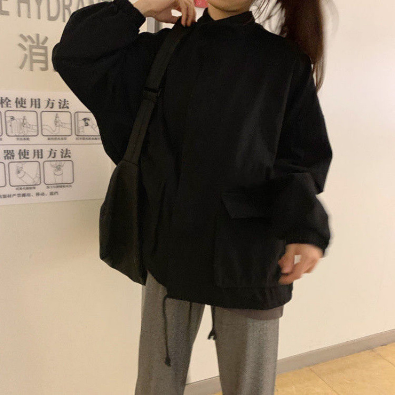 工装コート女子春秋新作韓国版ゆるいカジュアルBF学生上着野球服ins潮