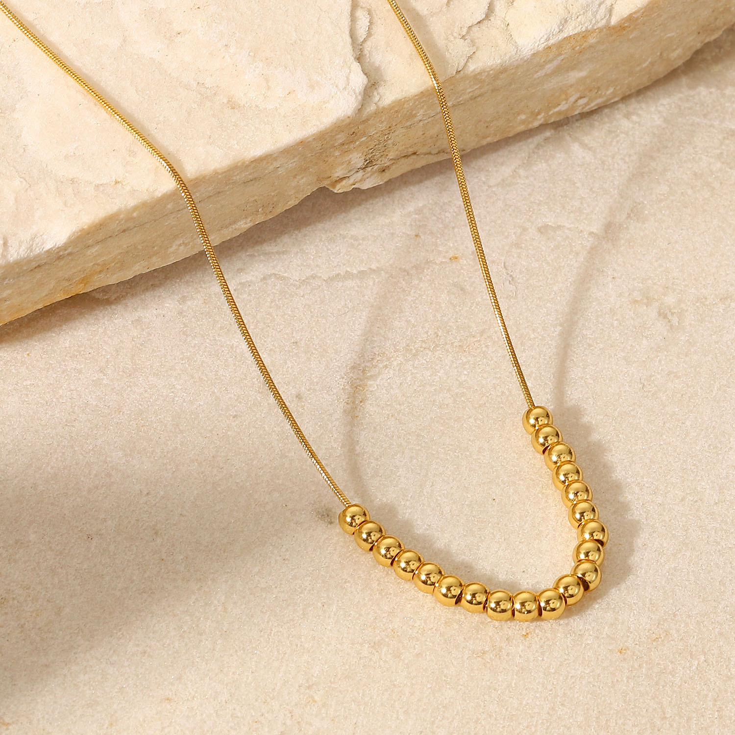 New Style stainless steel Plating 18K Gold round Beads Necklace