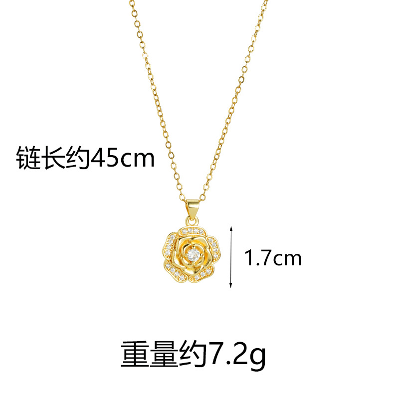 Collar de oro de arena vietnamita diseño de diamantes rosa encaje conjunto de anillos para mujeres lujosas joyas no desvanecidas al por mayor