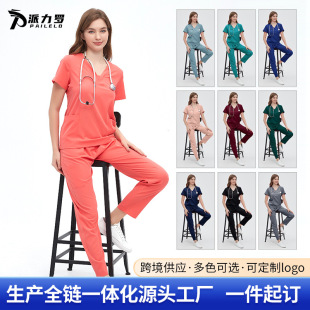Cross-border Hand-washing Clothes Short-sleeved Pure Cotton Hand-washing Clothes for Men and Women suit Elastic Quick-drying Medical Staff Female Doctor Hand-washing Clothes