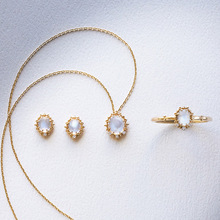 日系nojes同款 清晨白雾天然奶油蓝月光石 简约百搭925银项链戒指