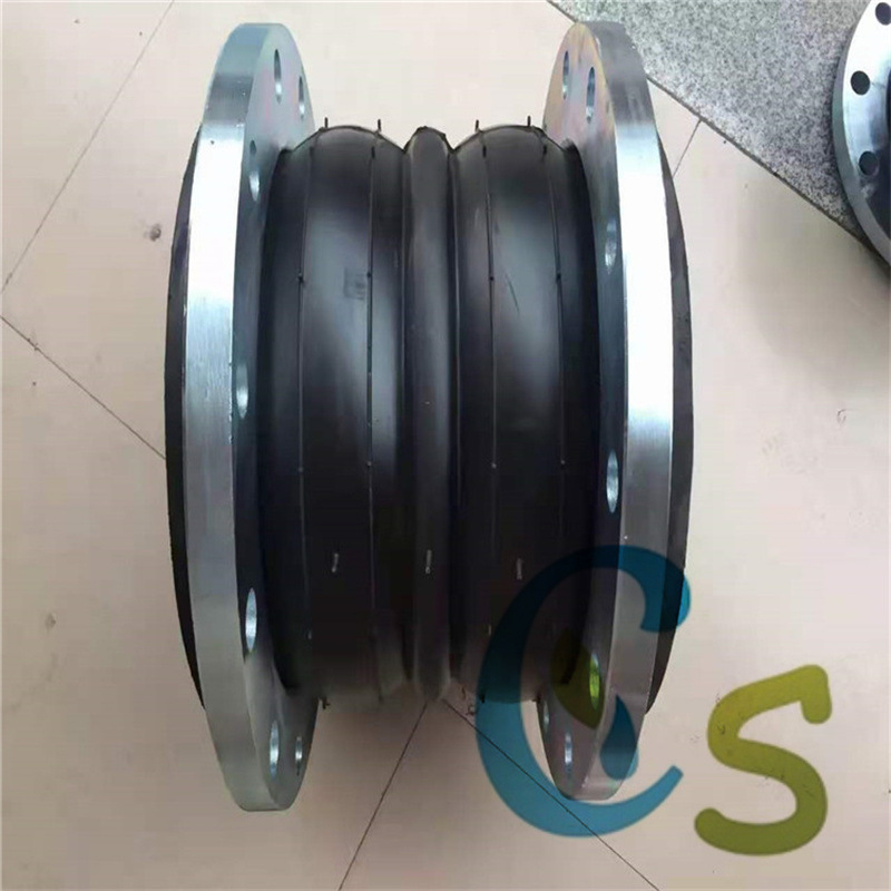 现货供应不锈钢法兰式双球体橡胶接头 耐酸碱衬四氟橡胶伸缩节