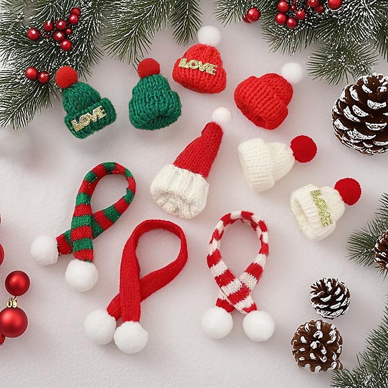 クリスマス帽子かわいいミニ赤いウールの小さな帽子ヘアピンヘアアクセサリーワインボトル帽子クリスマスホリデードレスアップ装飾|undefined