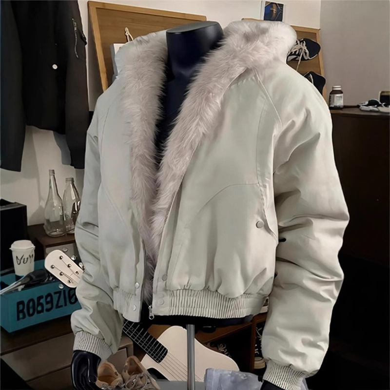 Cleanfit Zuo Shan Diao Fur Collar Hooded Jacket Cotton Coat for Men, Winter Thickened Warm American Short Cotton Jacket