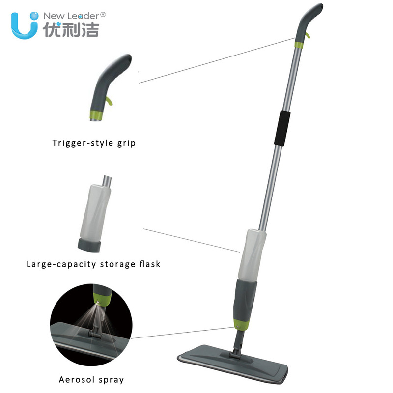 Spray Flat Mop with Replaceable Washable Microfiber Cloth, Iron Rod, Hands-Free Washing, One-Touch Water Spray, Suitable for Multiple Scenarios