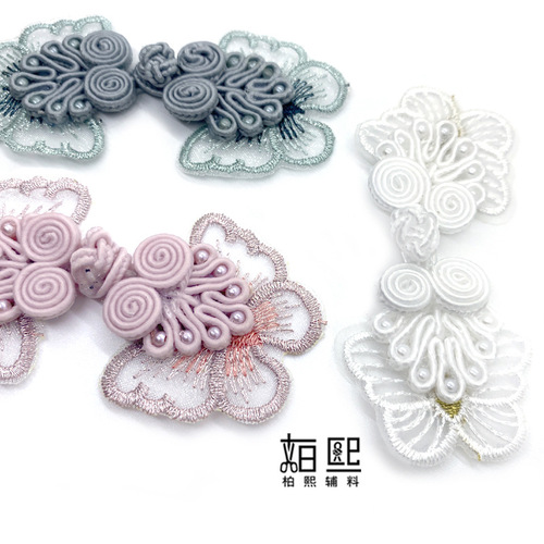 Baixi Chinese style Hanfu stage clothes versatile headband hair accessories organza lace embroidery ribbon bow