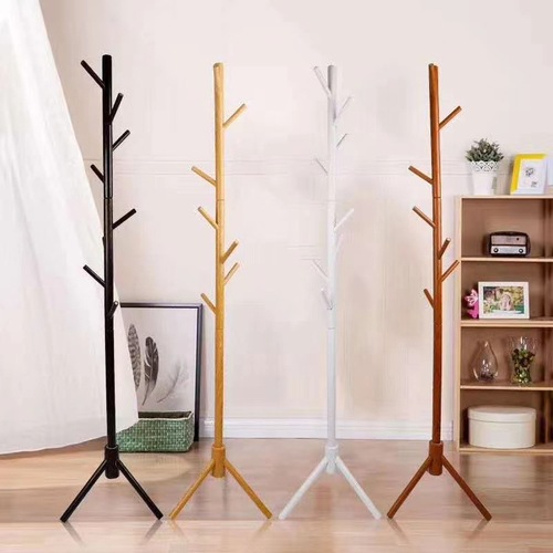 Factory Direct Sales Pine Wood Coat Rack Good Quality Simple Hanger Rustic Freshwood Floor Standing Coat Rack Living Room Bedroom Coat Rack
