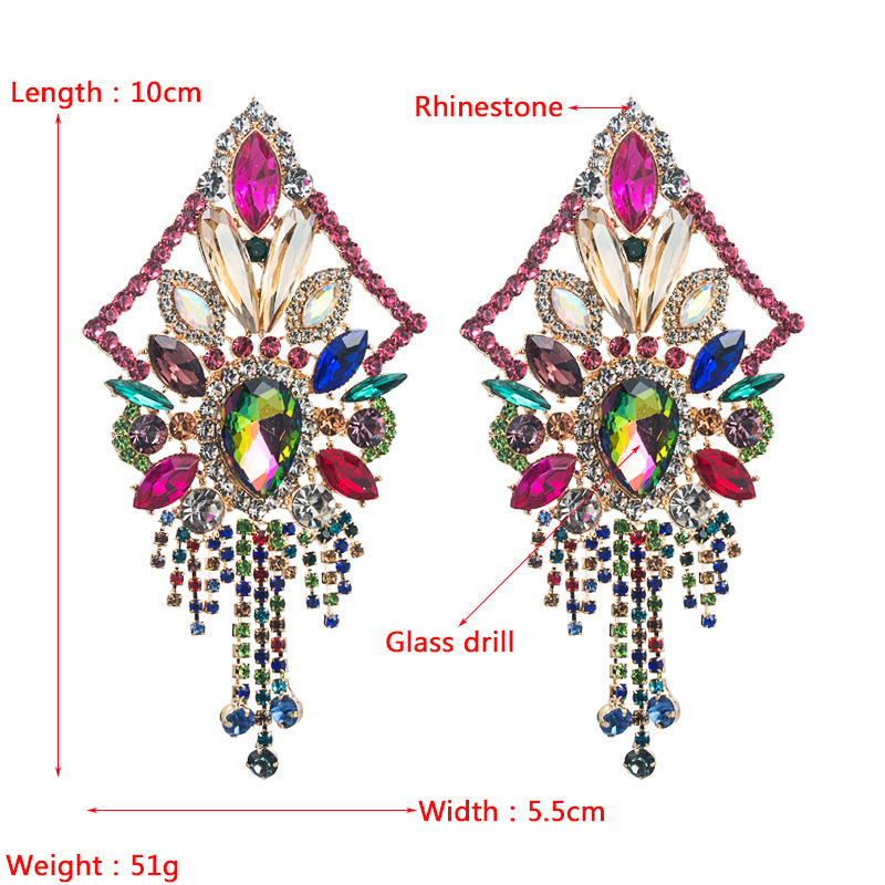 Fashion alloy color diamond long tassel earrings alloy earringspicture1