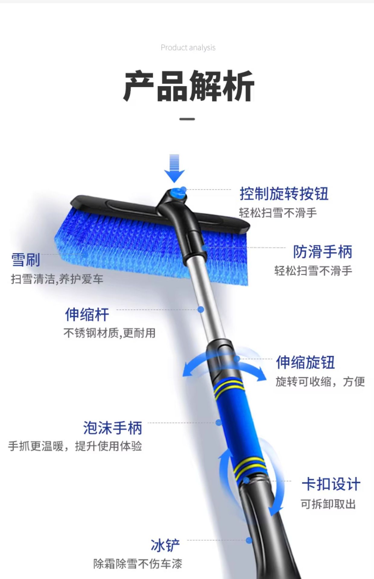Snow Shovel Car Snow Removal Winter Snow Removal Artifact Snow Sweeper Brush Snow Scraping and Defrosting Tool Car Multifunctional Snow Shovel