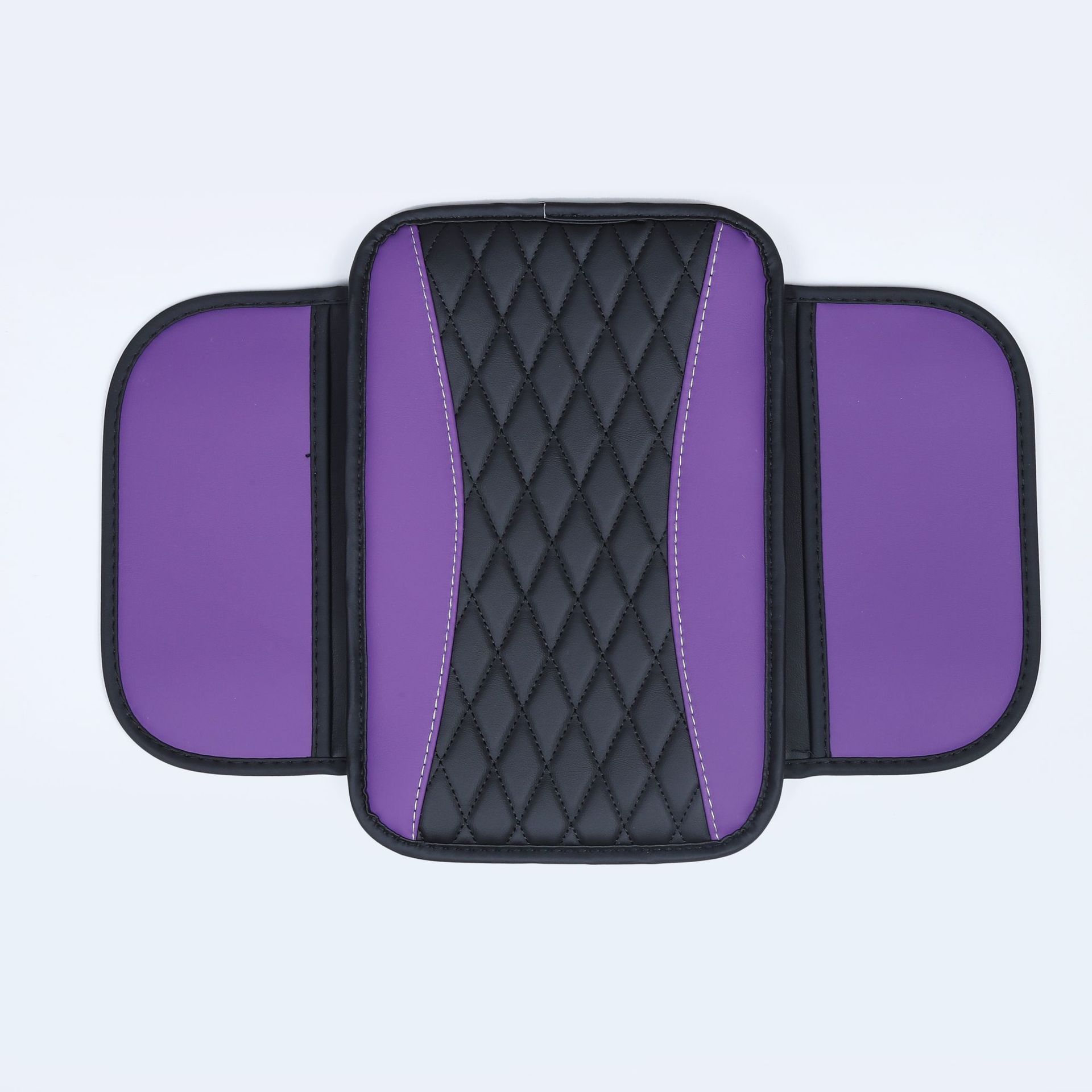 Cross-Border Manufacturer Leather Car Center Armrest Box Mat, Two-Color Simple Anti-Dirt Wear-Resistant Protective Mat with Side Storage Pockets