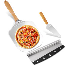 折叠铝披萨铲12寸木柄转移披萨铲披萨切刀工具组合套装烘焙披萨铲