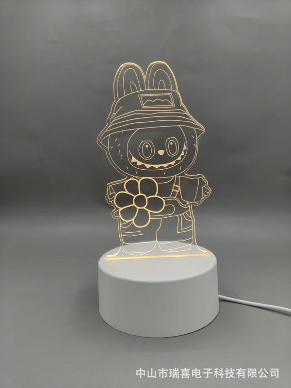 クロスボーダークリエイティブ Nezha Labubu 3D ナイトライトアクリル雰囲気ライト誕生日ギフトベッドサイド子供用テーブルランプ|undefined