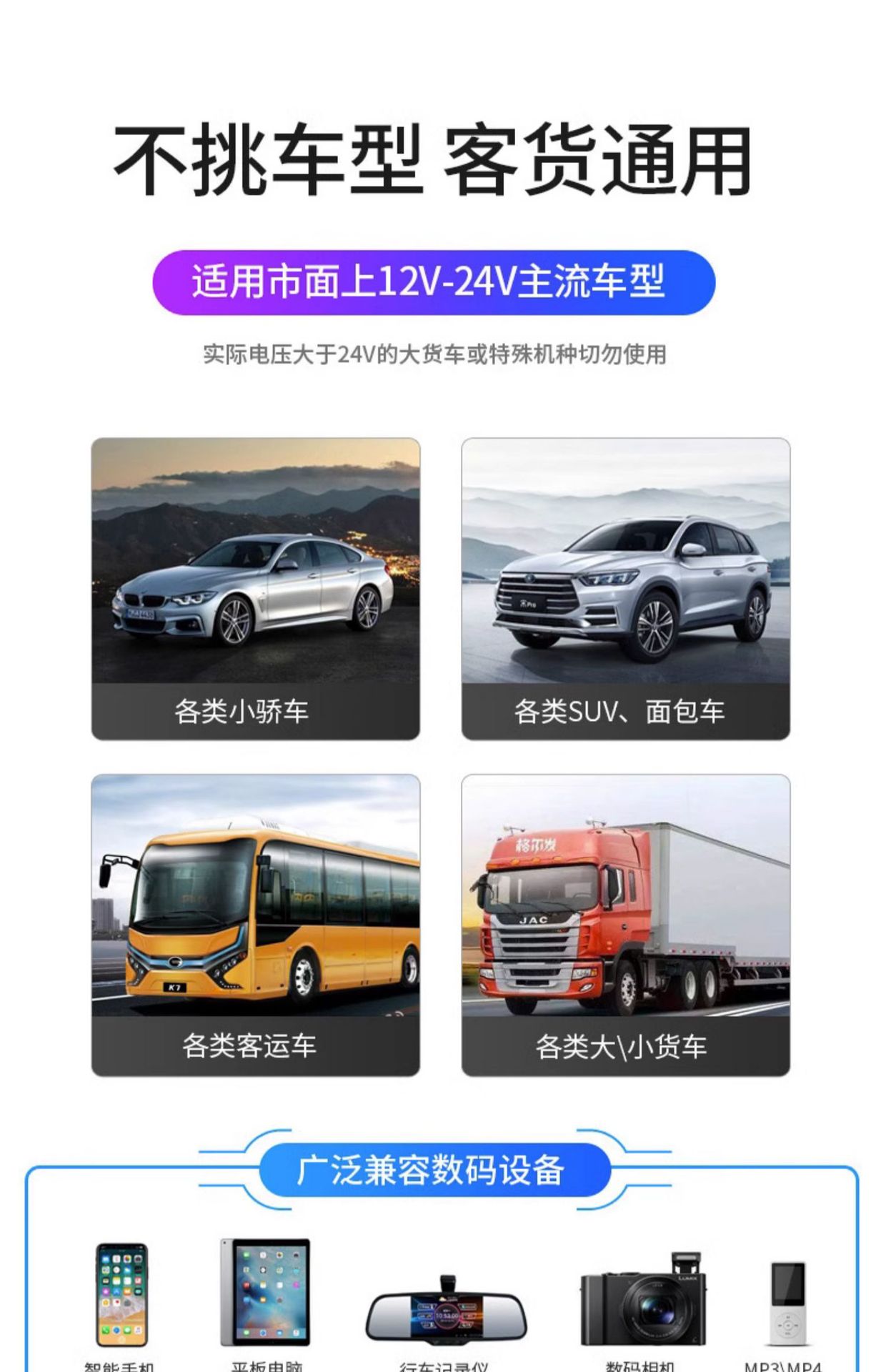Suitable for Car Charger Bluetooth Mp3 Player Car Super Fast Charging Cigarette Lighter Conversion Plug USB One