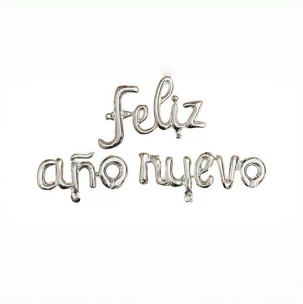 feliz año nuevo español inglés feliz cumpleaños globos Feliz año nuevo letras unificadas