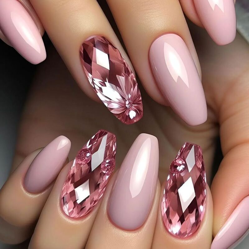 WM-229 Pastel Crystal False Nails Short T Spice Girls Pure Fashion Simple Temperament Wearing Nail Pieces Wholesale