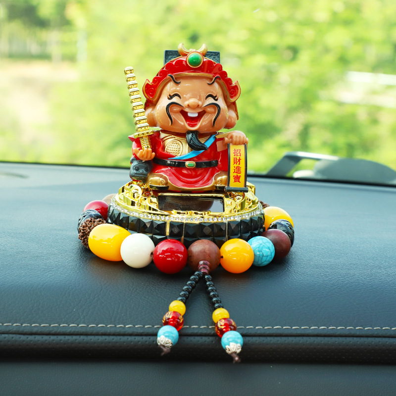 Solar Head Shaking God of Wealth Ornaments Car Creative Head Shaking God of Wealth Solar Five-Way God of Wealth Ornaments Car Ornaments