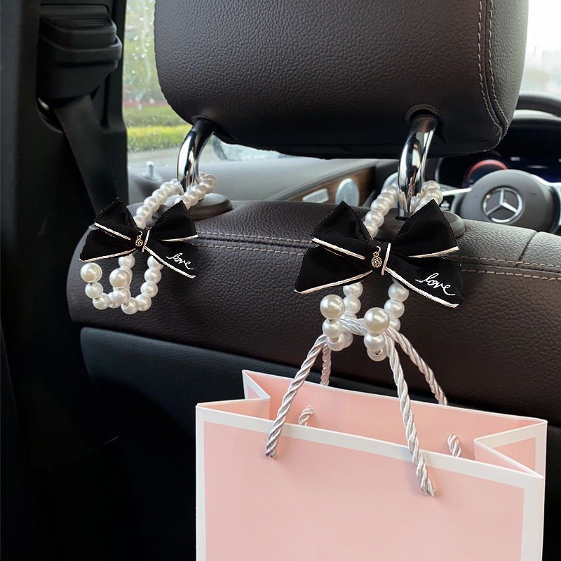 Gancho de lazo de perla para coche Gancho trasero del asiento delantero para coche Gancho pequeño multifuncional para coche