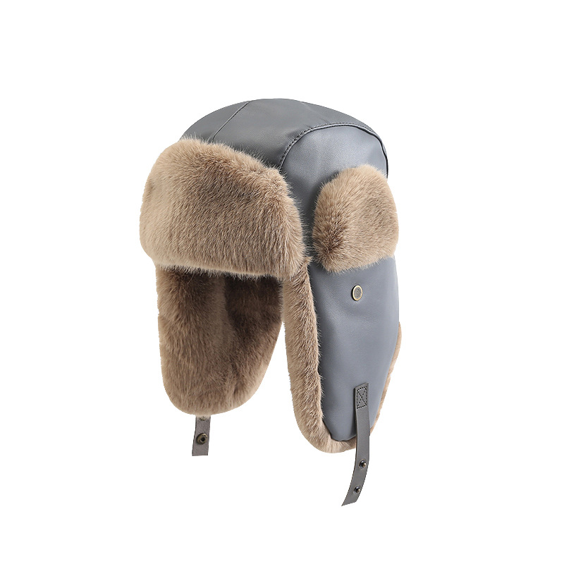 Lei Feng de couro para homens e mulheres no outono inverno, chapéu de proteção de ouvido quente e espesso, ciclismo de esqui ao ar livre, pelúcia e_voghion.com