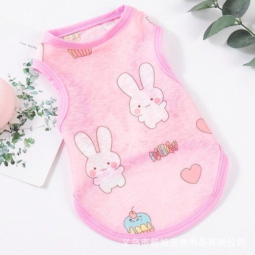 Dog clothes vest spring and summer thin breathable cat French Dou Pomeranian Teddy Bichon sun protection pet bottoming shirt