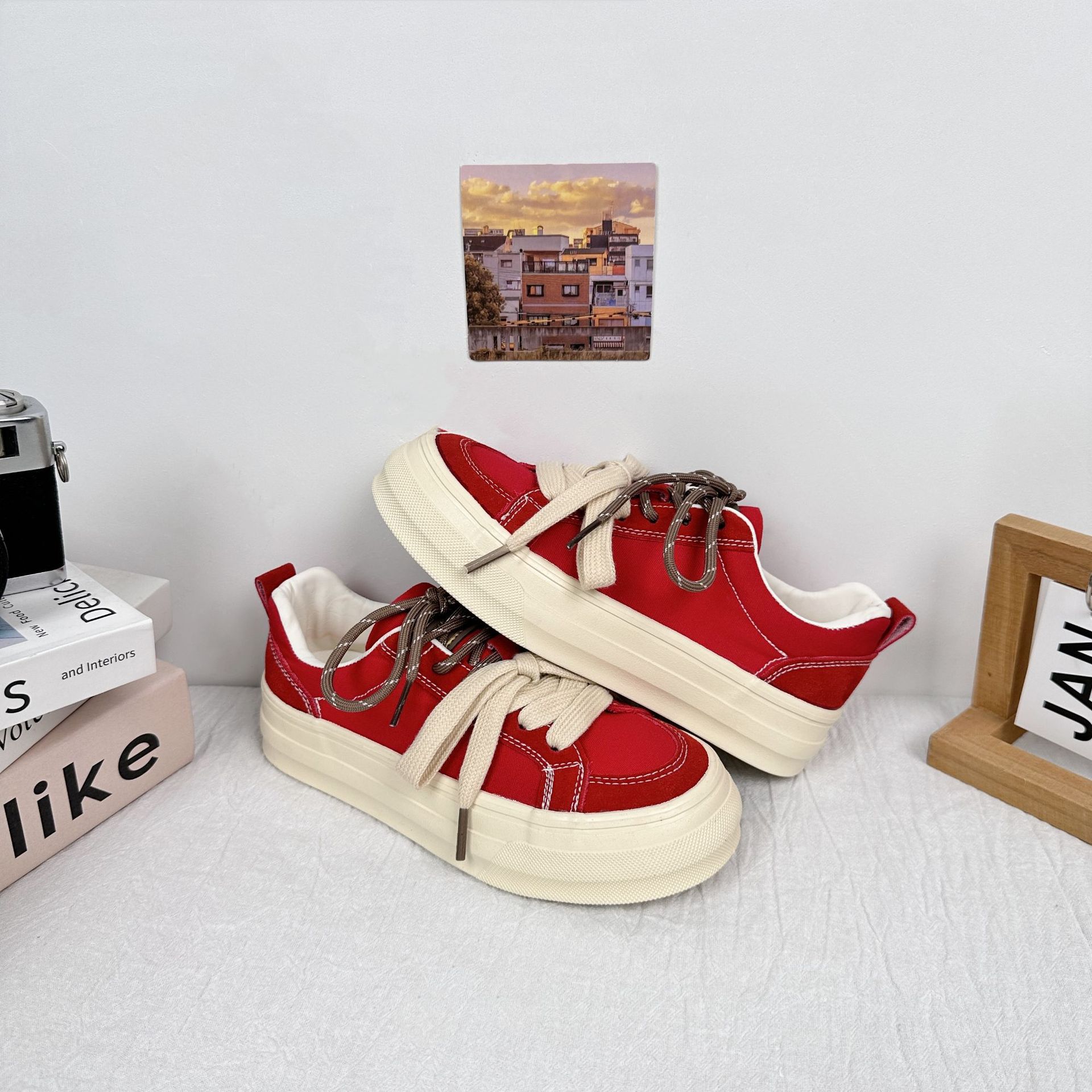 Yuanbo Xiaozhong zapatillas de deporte zapatos de lona para mujer nuevos zapatos blancos de suela gruesa zapatos casuales zapatos de mujer de verano zapatos de pan image 7