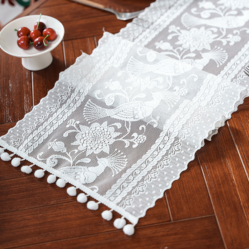 二重アメリカ田園レース装飾テレビキャビネット茶卓旗現代シンプル流蘇朝顔クロスボーダーラベル