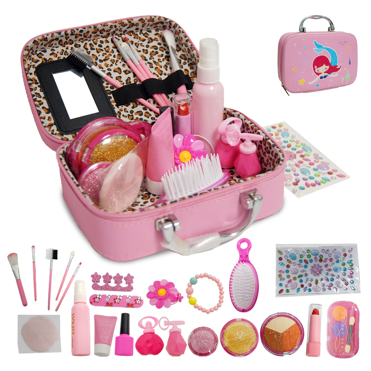 Niños transfronterizos en casa simulación de juguetes de maquillaje para niñas con paquetes de maquillaje no borrables para niñas para jugar