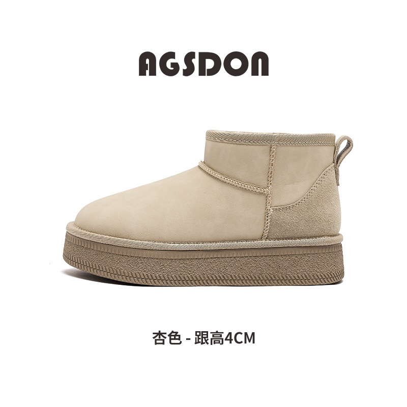 Botas de nieve de fondo grueso para mujeres 2025 nuevos zapatos de invierno perezosos con un pie de terciaria y pan de algodón grueso