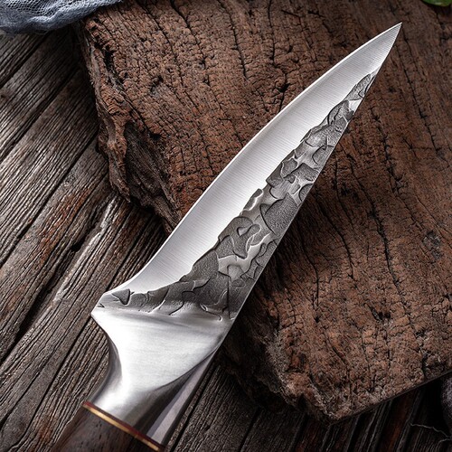 Forged hammer-pattern steel head butchering knife boning knife for slicing meat, skinning, slaughtering pigs and sheep, stainless carbon steel small pointed knife