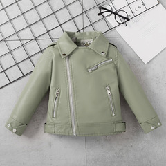 Children's clothing girls' leather jackets children's motorcycle leather jackets 2024 spring and autumn new Korean style small and medium-sized children's baby lapel jackets