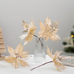 国境を越えたアマゾンクリスマス花20cm工芸品手作りベルベットシャンパン色クリスマスツリー装飾花挿し木