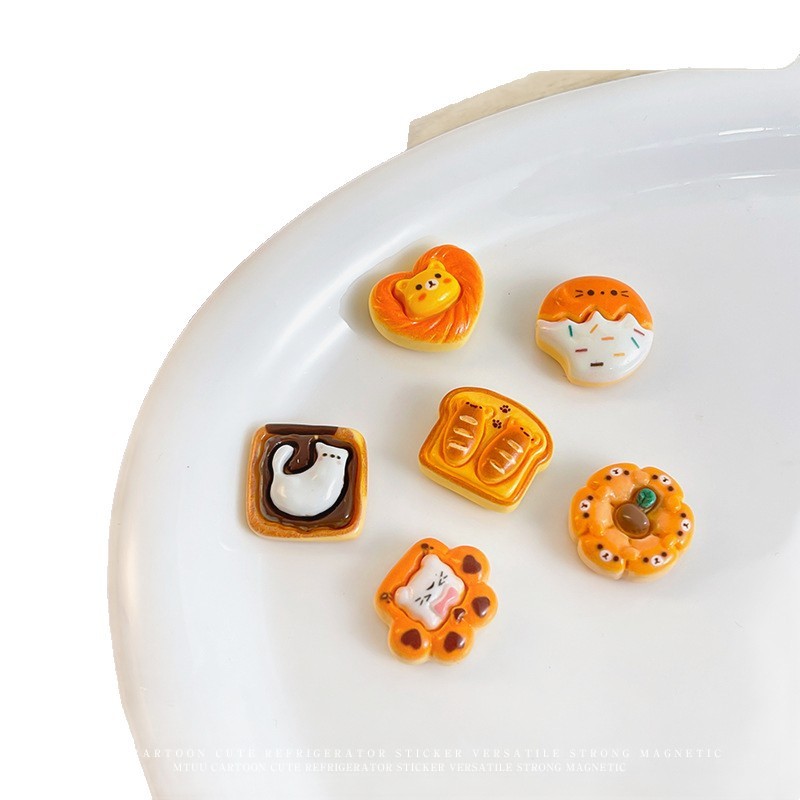 模擬食品冷蔵庫マグネット ミニ猫爪クリームパン レジン冷蔵庫メッセージマグネット ミニ冷蔵庫マグネット|undefined