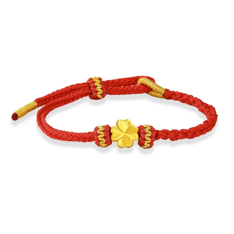 네잎 클로버 + 빨간색 팔찌 + 인증서 + 카운터 고급 포장