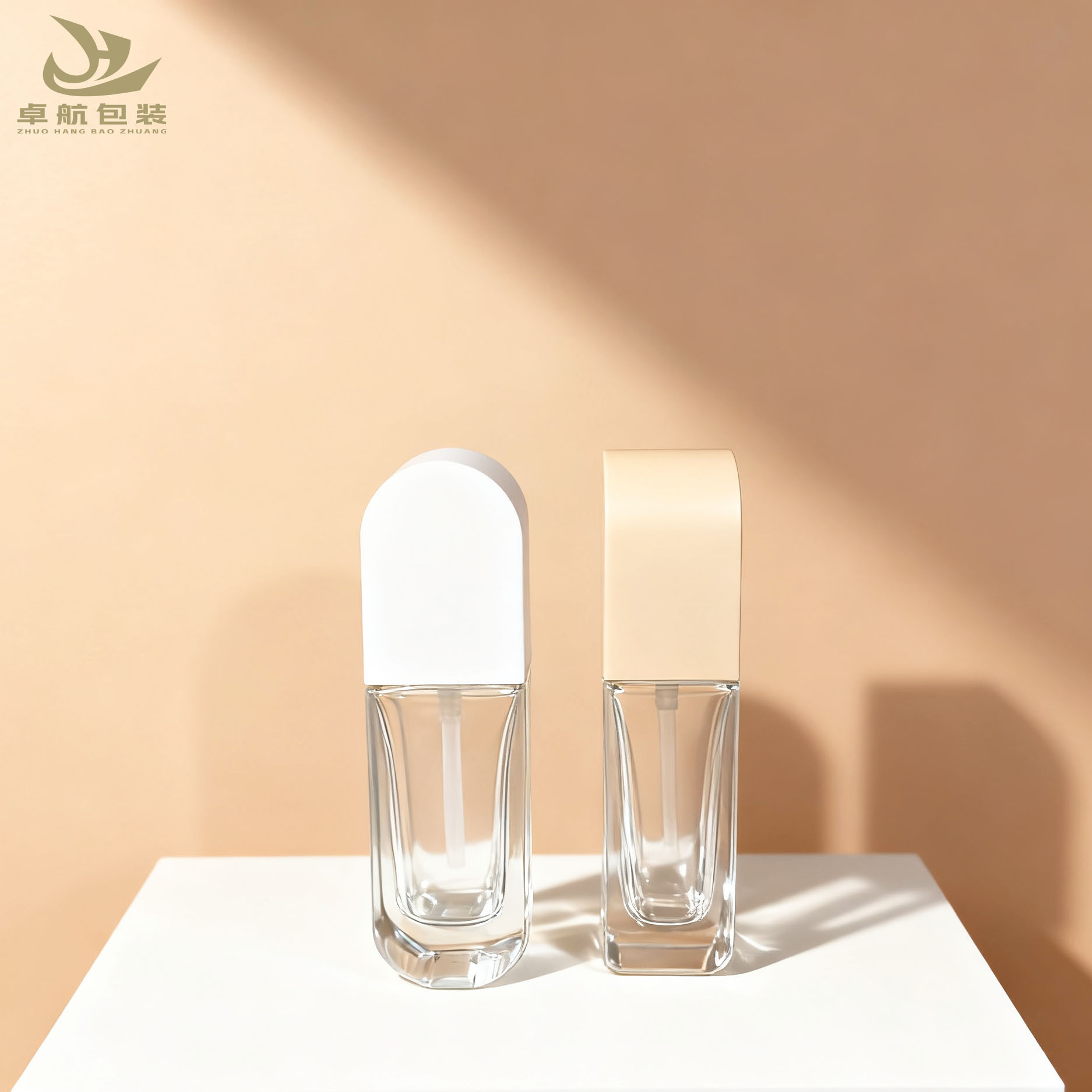 现货批发 30g方形透明玻璃化妆品瓶 黑白透明玻璃泵头滴管 分装瓶