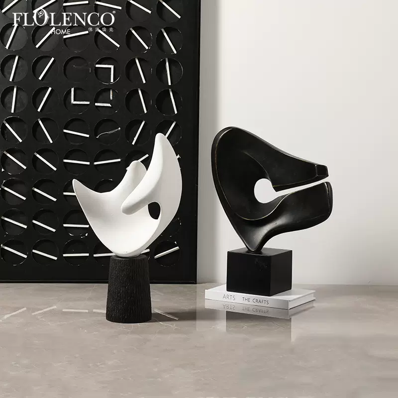 意式极简创意黑白抽象树脂雕塑别墅酒店玄关客厅高级感装饰工艺品