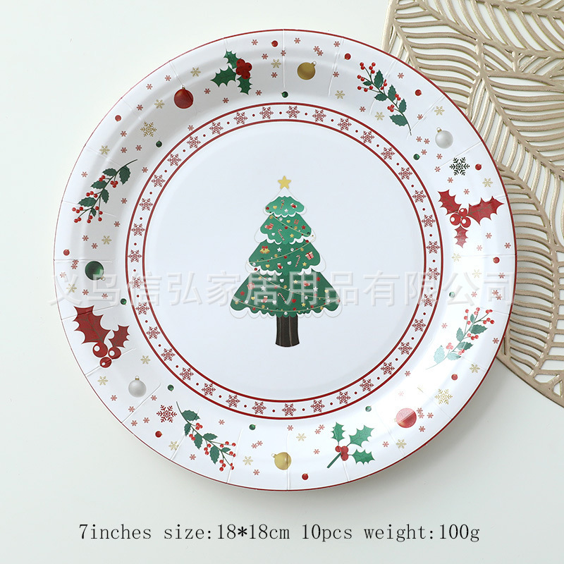 現物クリスマス装飾紙皿ティッシュ紙コップ異形皿クリスマステーブルクロス食器セット新年パーティー用品|undefined