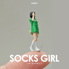 跨境 可愛萌妹子微縮人偶手辦模型1:64微拍小人樹脂食玩道具擺件