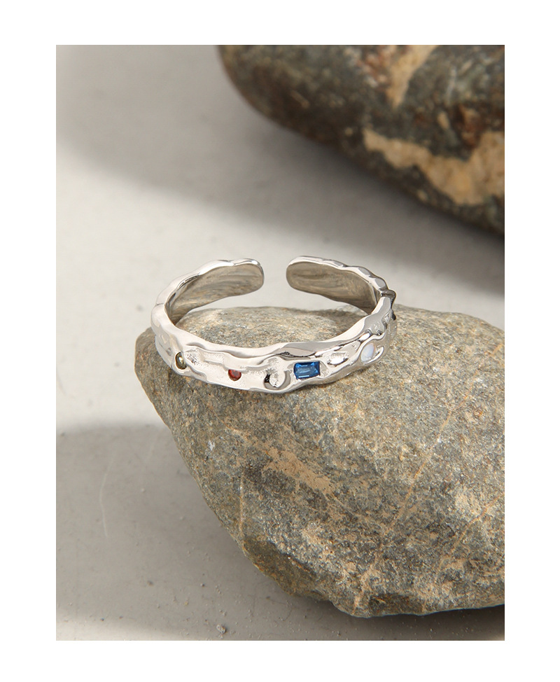 Fashion Geometric Silver Plating Zircon Open Ring