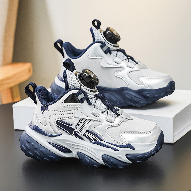 Rotating Button Sneakers for Men and Women, Middle and Large Children, Student Competition Training Basketball Shoes, Trendy Four-Season Sneakers Wholesale