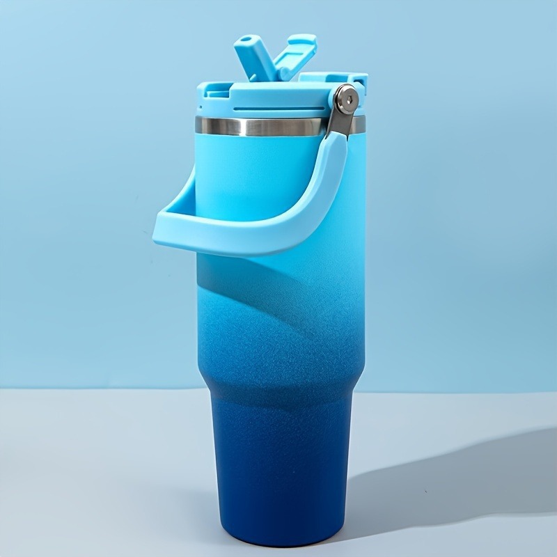 Explosión transfronteriza gradiente 30oz taza de automóvil portátil de gran capacidad con paja 304 taza de aislamiento al vacío de acero inoxidable